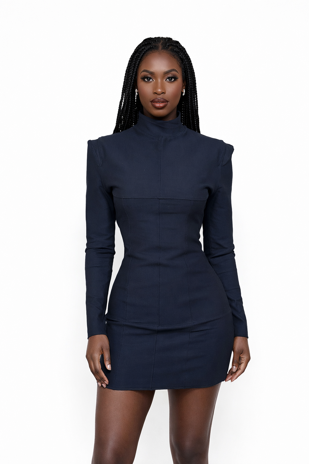 Double Stitched Structured Mini Dress