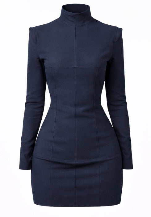 Double Stitched Structured Mini Dress